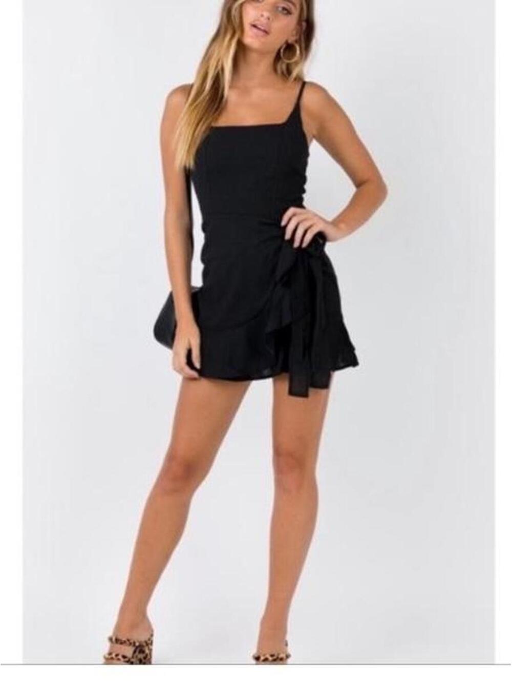 Princess Polly Women's Black Mini Wrap Dress